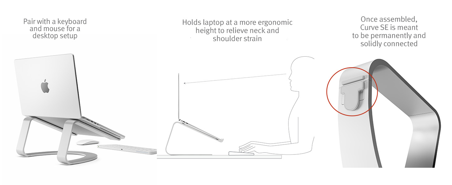 holds laptop at an ergonomic angle, pair with a keyboard and mouse for a desktop setup