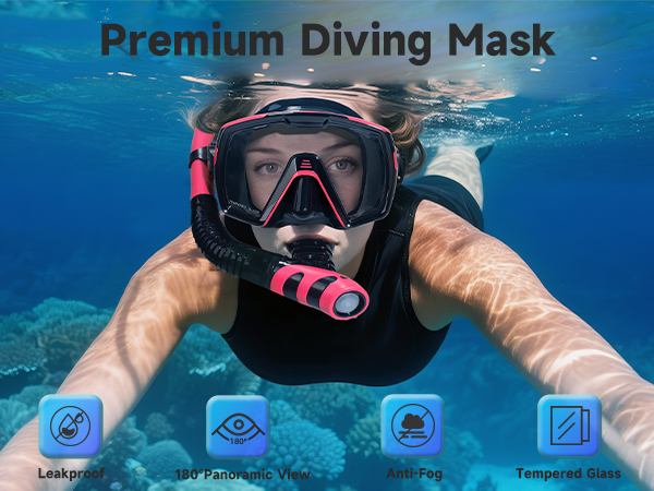 snorkel mask;snorkel;snorkel set;snorkeling gear for adults;snorkeling mask;diving goggles
