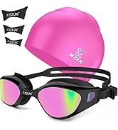 XDX Swim Goggles with Swim Cap Anti-Fog Pool Goggles with Detachable Lenses Swimming Goggles Cap ...