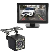 Plug & Play Backup Camera with Monitor 4.6'',12 LED HD Rearview Mirror Camera for Night Vision,15...