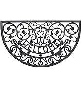 Envelor Home and Garden Welcome Door Mat Fleur De Lis Wrought Iron Rubber Doormat Indoor Outdoor ...