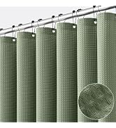 MIULEE Fabric Shower Bath Curtain with 12 Metal Hooks Waffle Weave Heavy Duty Washable Shower Cur...