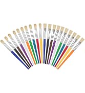 Paint Brushes for Kids, 20 Pcs Round and Flat Paint Brush Set, Easy Hold and Clean Toddler Paint ...