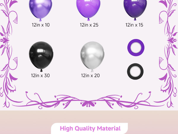 Black Purple silver balloons