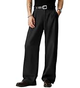 JMIERR Mens Baggy Casual Dress Pants Lightweight Pleated Old Money Wide Leg Pants Loose Relaxed F...