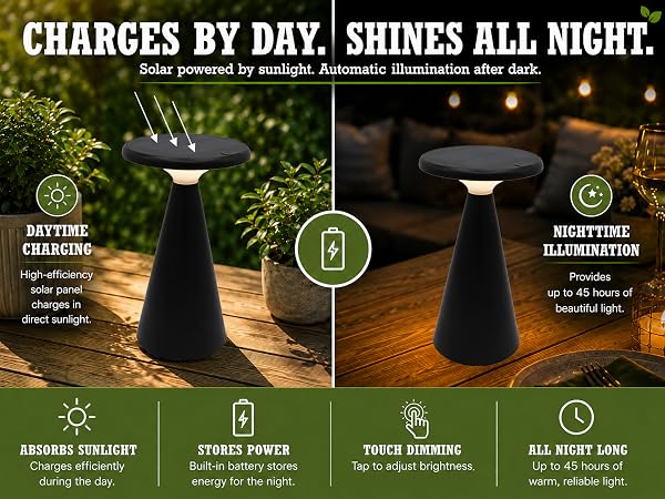 VerLuce solar lamp can charge in the sun all day and be ready for nighttime.