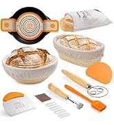 Banneton Bread Proofing Basket Set, 10 Inch Oval & 9 Inch Round Sourdough bread baking supplies w...