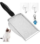 itPlus Cat Litter Scoop, Stainless Steel Cats Sturdy Mesh Scooper Kitty Litter Scoop Long Handle ...