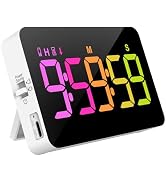 Kitchen Timer for Cooking, 10 RGB Color Changing Digital Magnetic Timer, Countdown/Up, Rechargeab...