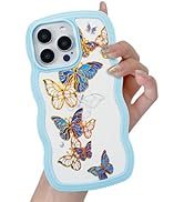 UEEBAI for iPhone 15 Pro Case, Floral Wave Frame Cute Curly Anti-Slip Flower Case with Aesthetic ...