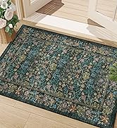 DUKINO 2x3 Entryway Rug, Floral Washable Area Rug with Non Slip Indoor Door Mat, Vintage Low Pile...