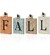 Smile Fall Wooden Standing Decor Letters with Vintage Floral Pumpkin | Tiered Tray Tabletop Signs...