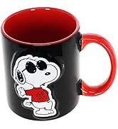 AQUARIUS Peanuts Snoopy Mug Joe Cool 18 oz Large Ceramic Coffee Mugs for Adults & Teens - Embosse...