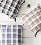 Collection of assorted colors of buffalo check pillow covers