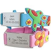 Custom kids Medical Alert Bracelet for emergency contact information, personalized medic ID adjus...