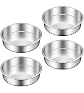 Ohtomber 8 Inch Cake Pan - Set of 4 Stainless Steel Round Layer Cake Baking Pans Molds, Tins, Sta...