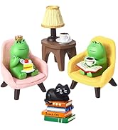 GGSTDDUP Miniature Frog Figurines 6Piece Funny Resin Figurines for Desk Shelf Office Fairy Garden...