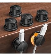 NEWDERY Magnetic Cable Organizer 6-Pack - 360° Rotatable Cable Clips Cord Holder for Desk - 3M Ad...