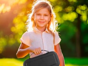 Take your Nintendo Switch 2 anywhere with ease rubberized carry handle provides a comfortable grip