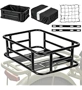 Bike Basket Rear - Large Capacity Heavy Duty Bicycle Basket with Liner,Cargo Net,Waterproof Cover...