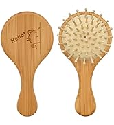 DINATIS Hair brush Wooden Brush Mini Hair Brush With Round Wooden Bristles Wood brush For Hair Gr...