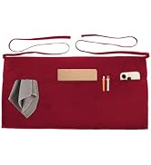 Xeoxarel Waist Aprons with 4 Pockets, Unisex Waitress Waiter Server Apron for Women and Man Half ...