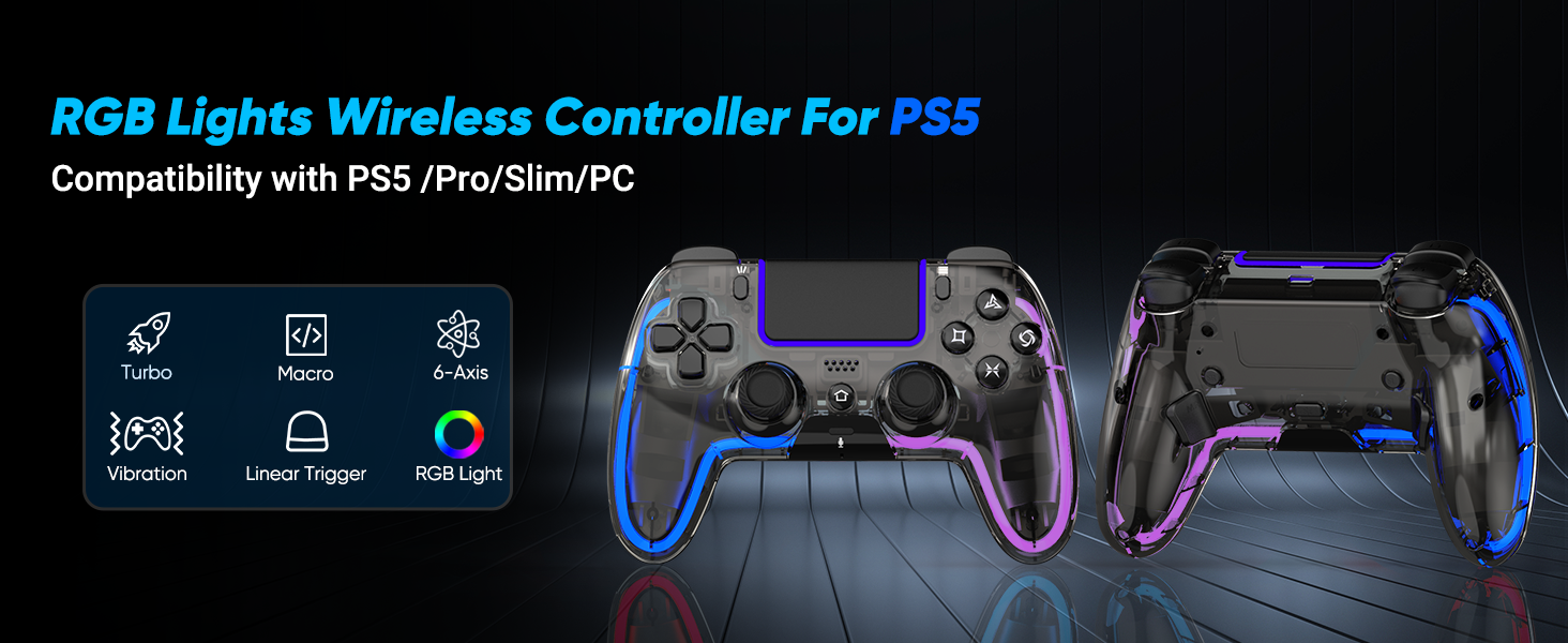 RGB wireless controller for ps5