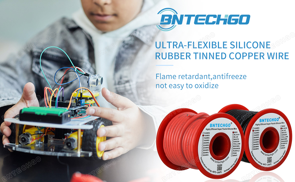 14 AWG 14ga 14g 14 gauge silicone wire red black rubber insulation tinned copper