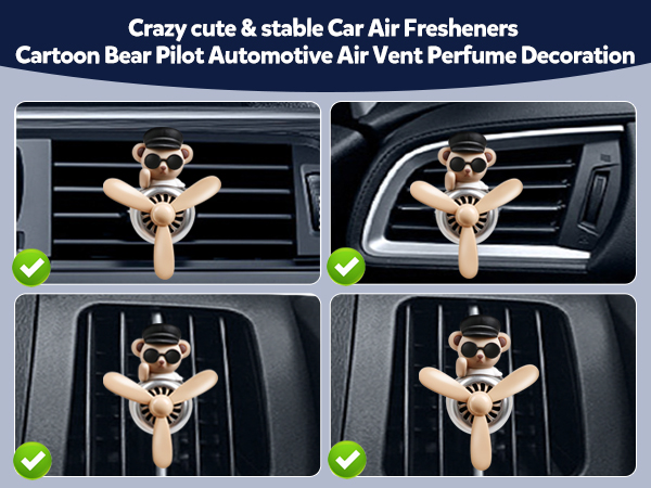 Bear Pilot Car Fresheners Vent Clip Cute Teddy New Car Scent Automotive Air Fresheners