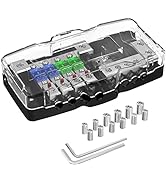 Joinfworld Fused Power Distribution Block Car Audio 4 Way MIDI(Mini-ANL) Fuse Block 12V 0/4 Gauge...