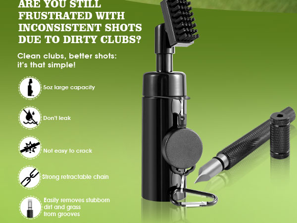 Pro Golf Club Water Brush and Golf Club Groove Sharpener