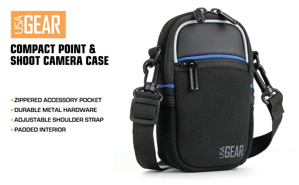 Compact Camera Bag by USA Gear with Rain Cover and Shoulder Sling Strap