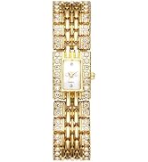 Avaner Women's Gold Bracelet Watches: Ladies Rhinestones Square Stainless Steel Strap Quartz Eleg...
