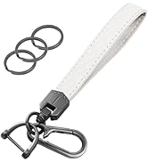 OHKYOOT Leather Wristlet Keychain,Car Key Chain Wrist Keychain with 3 Key Ring and Anti-Lost D Ri...