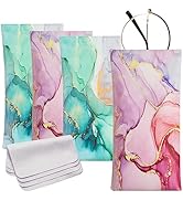 MZYOUHUO 4 Pcs Squeeze Top Sunglass Case with Cleaning Cloth, Soft Leather Eyeglass Case Portable...