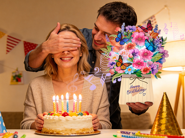 Musical and lighting Pop Up Birthday Card for Wife