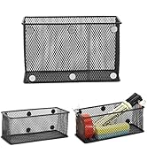 Neudeco Locker Shelf Organizer, Magnetic Pencil Holder, Metal Storage Basket for Whiteboard, Refr...