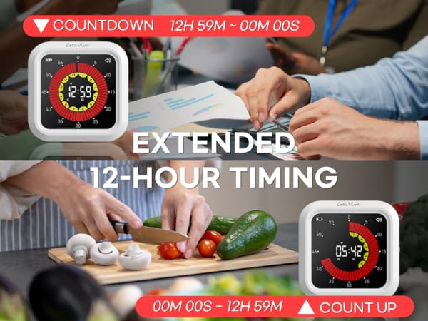 Long duration time management 11 hours 59 minutes for countdown count up