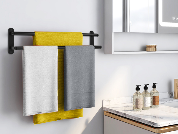 double towel bar for bathroom wall