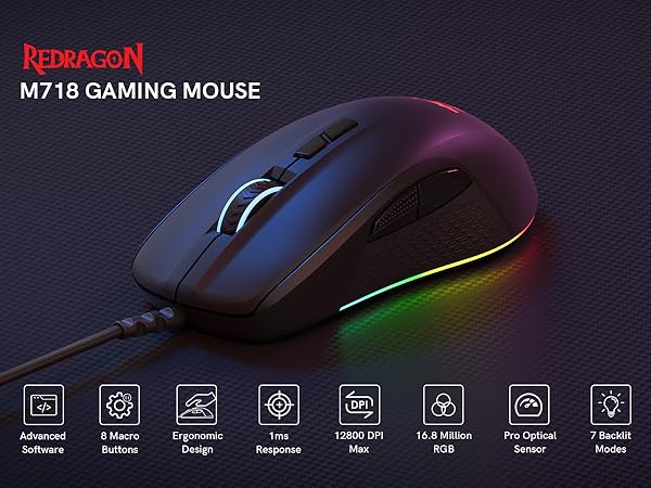 redragon m718 wired gaming mouse