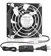 AmRunJe EC Axial Cooling Fan 80mm x 25mm AC 110V 120V 220V 240V Ball Bearing Low Watt for PC Case...