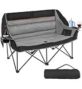 Suteck Double Camping Chair, 660lbs Oversized Camping Couch w/Independent Seats, Folding Camping ...