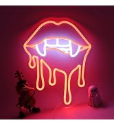 Dripping Vampire Lips Aesthetic Halloween Decoration Red Neon Sign Goth Gifts for Wall Decor,Melt...