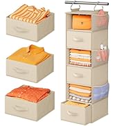 Pipishell 6-Shelf Hanging Closet Organizer, with 3 Detachable Drawers & Side Pockets, Closet Orga...