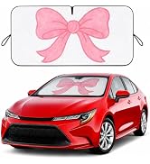Pink Bow Car Windshield Sun Shade for Women, Cute Foldable Front Window Sunshade for Small Cars, ...