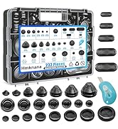 Hmknana 233Pcs Rubber Grommet Kit 4 Styles Closed Firewall Grommet 27 Sizes Rubber Hole Plugs Met...