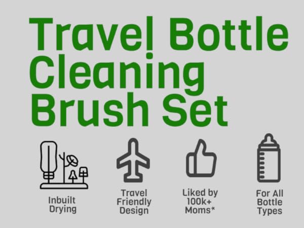 travel bottle cleaner kit Bottle Brush baby cleaning drying rack soap set portable breast pump