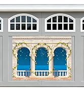 WADORN Roman Columns archeses Sea Scenery Decorations Backdrop, 4.9x6.6Ft Roman Columns with Flow...