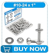 Yinpecly 20 Sets #10-24 x 1 Pan Head Machine Screws Nuts Washers Kit | 304 Stainless Steel, Full ...