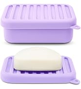 Superior Leak-Proof Silicone Travel Soap Case with Drainage Lid/Layer, Compact Bar Soap Container...